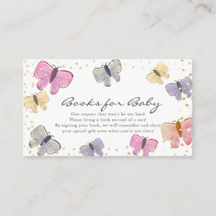 Pastel Color Butterfly Babydusche Buchanfrage Begleitkarte
