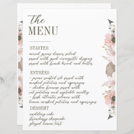 Pastel Color Floral Wedding Menu