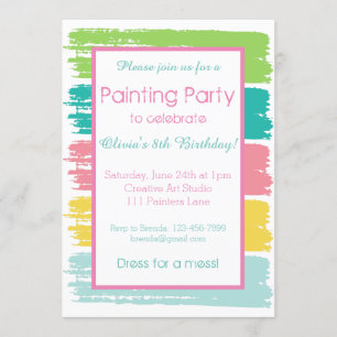 Pastel Color Painting Party Geburtstagsparty Einladung