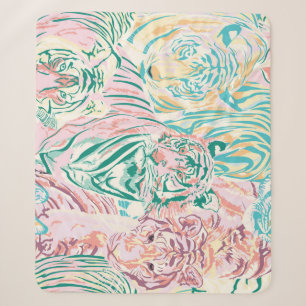 Pastel Color Tiger Art Muster Sherpadecke