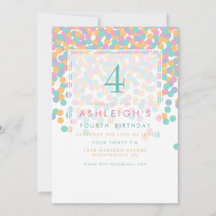 Pastel Colored Confetti   Kinder Geburtstagsparty Einladung