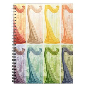 PASTEL COLORED IRISH CELTIC HARPS NOTIZBLOCK