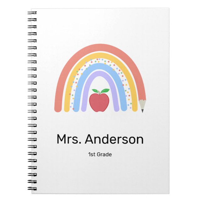 Pastel Colored Rainbow Teacher Notizblock (Vorderseite)