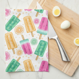 PASTEL COLORED SOMMER POPSICKLES & OBST GESCHIRRTUCH