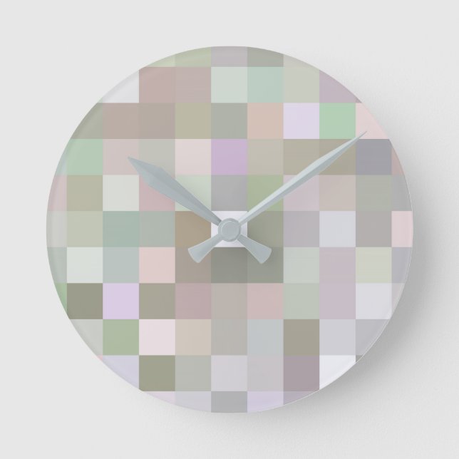 Pastel Colored Squares Runde Wanduhr (Vorderseite)