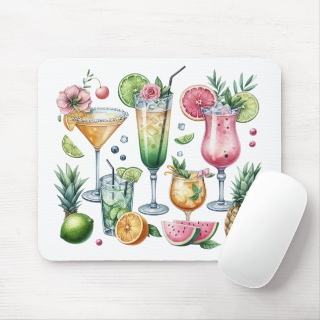 PASTEL COLORED SUMMER COCKTAILS AND FRUITS MOUSEPAD (Mit Mouse)