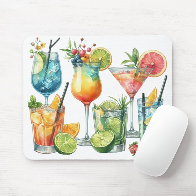 PASTEL COLORED SUMMER COCKTAILS AND FRUITS MOUSEPAD (Mit Mouse)