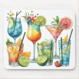 PASTEL COLORED SUMMER COCKTAILS AND FRUITS MOUSEPAD