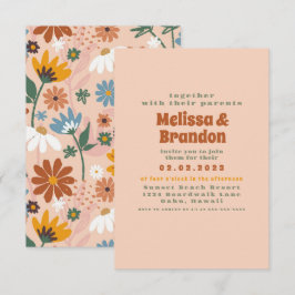 Pastel Colorful 70er Wedding Einladung