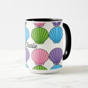 Pastel Colorful Seashell Pack Eigenname hinzufüg Tasse