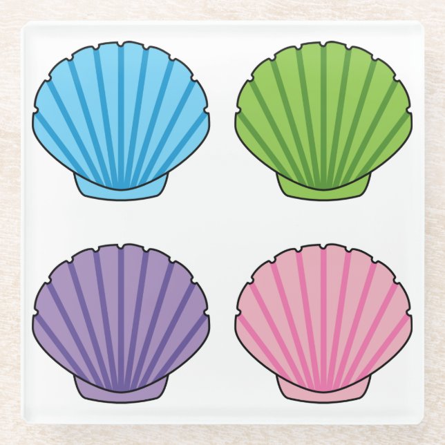 Pastel Colorful Seashell Pack Glasuntersetzer (Vorderseite)