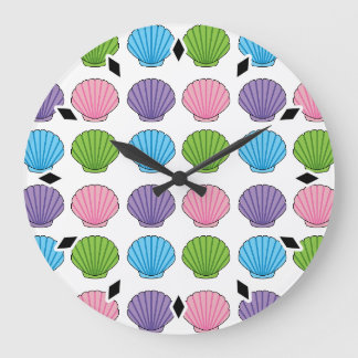 Pastel Colorful Seashell Pack Große Wanduhr