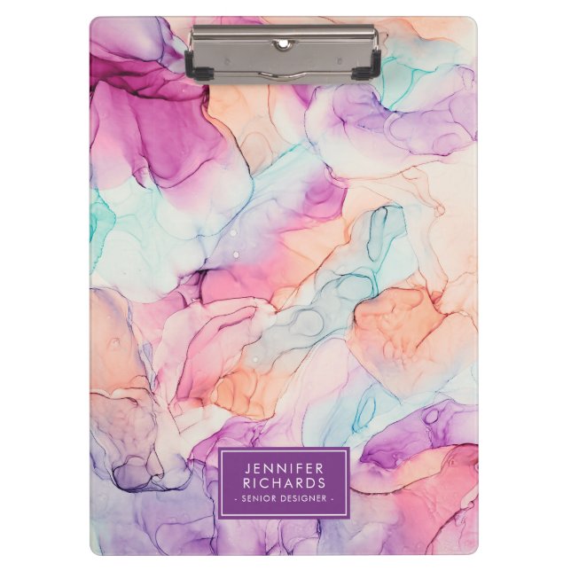 Pastel Colors Alcohol Tinte Personalisiert Klemmbrett (Vorderseite)