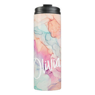 Pastel Colors Alcohol Tinte Personalisiert Thermosbecher