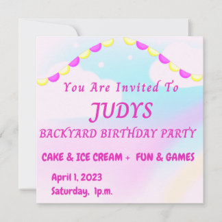Pastel Colors Backyard Geburtstagsparty Einladung