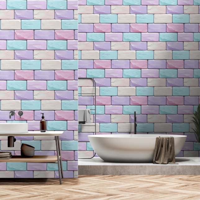 Pastel Colors Brick Muster Tapete (Badezimmer)