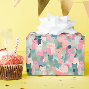 Pastel Colors Cat Camouflage Geschenkpapier