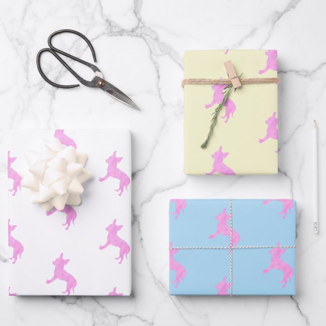Pastel colors Chihuahua Wrapping Paper  gift wrap  Geschenkpapier Set (Vorderseite)