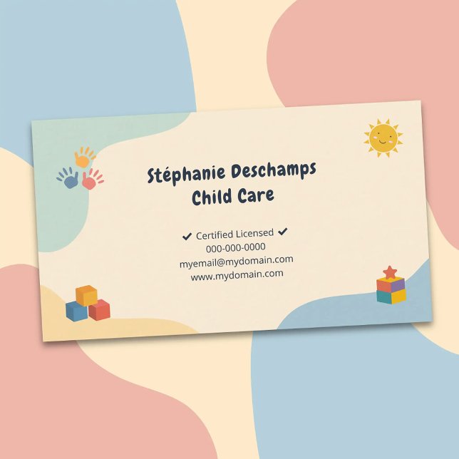 Pastel Colors - Child Care Visitenkarte (Pastel Colors - Child Care Business Card)