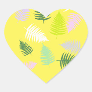 Pastel Colors Lucky Fern Herz-Aufkleber