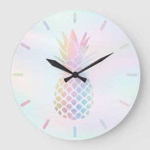 pastel colors pineapple design große wanduhr