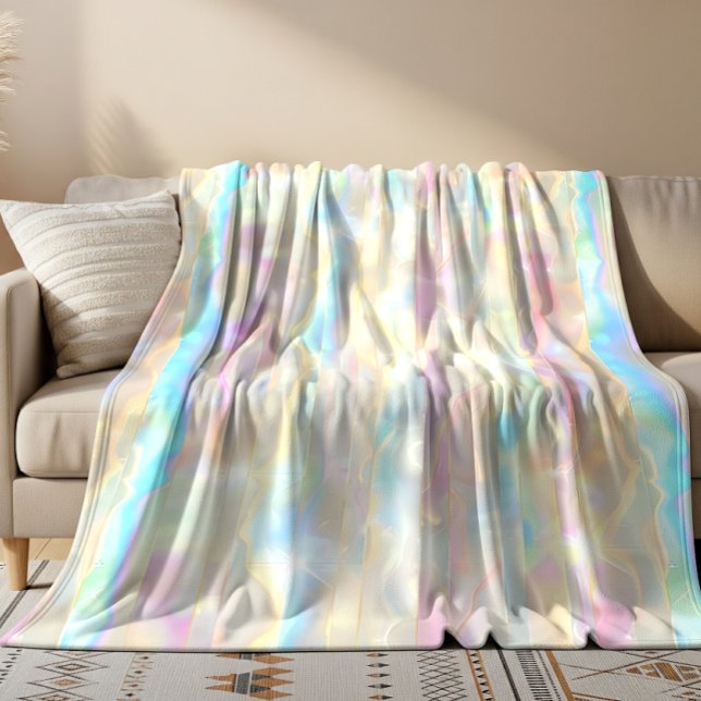 Pastel Colors Shimmering Iridescent Stripes Patter Fleecedecke (Von Creator hochgeladen)