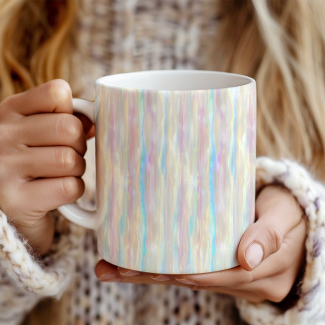 Pastel Colors Shimmering Iridescent Stripes Patter Kaffeetasse (Von Creator hochgeladen)