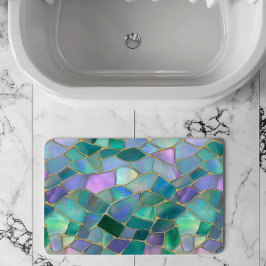 Pastel colors stained glass mosaic pattern badematte
