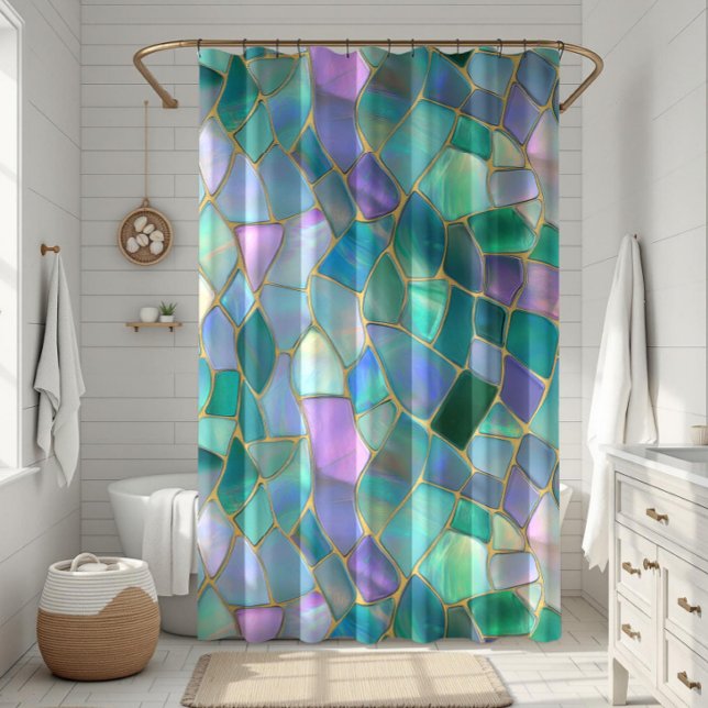 Pastel colors stained glass mosaic pattern duschvorhang (Von Creator hochgeladen)
