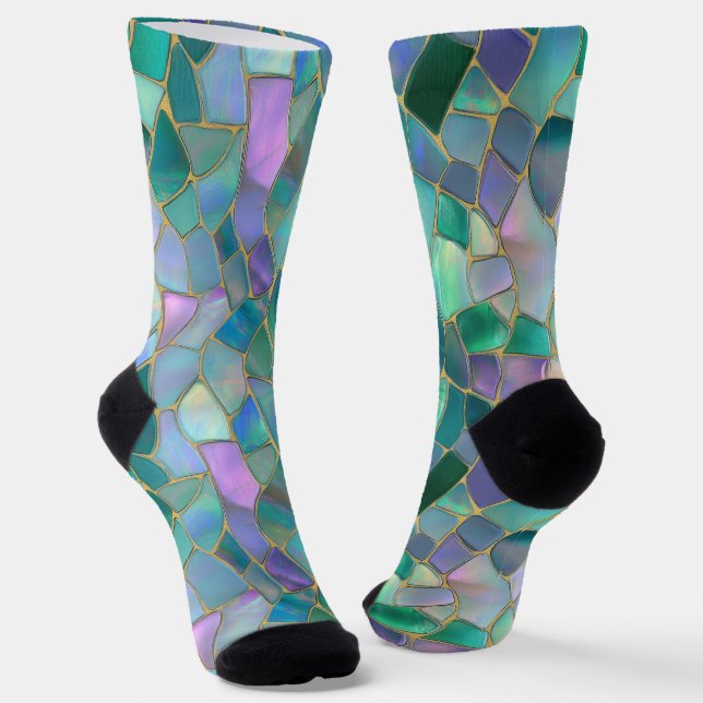 Pastel colors stained glass mosaic pattern socken (Gewinkelt)