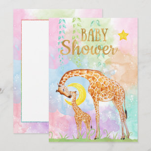 Pastel Colour Mother und Baby Giraffe Baby Dusche Einladung