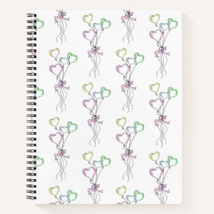 Pastel Colours Heart Balloons Carnet