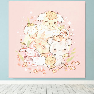 Pastel Companions in Bloom Leinwanddruck