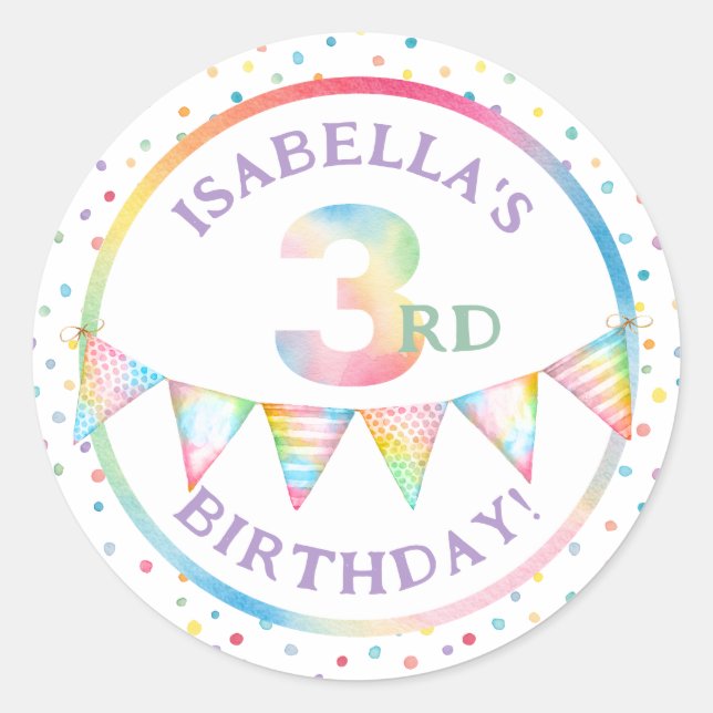 Pastel Confetti 3e Sticker Privilège Anniversaire (Devant)