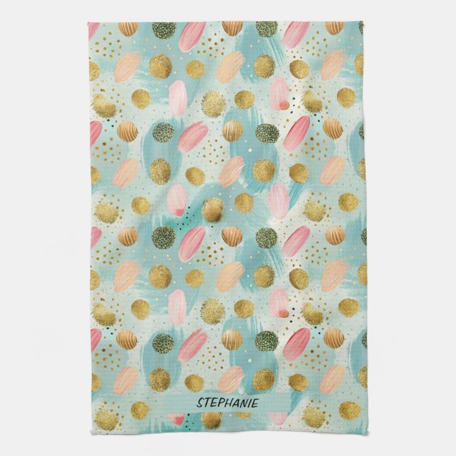 Pastel Confetti Glitzer Abstraktes Muster (2) Geschirrtuch (Vertikal)