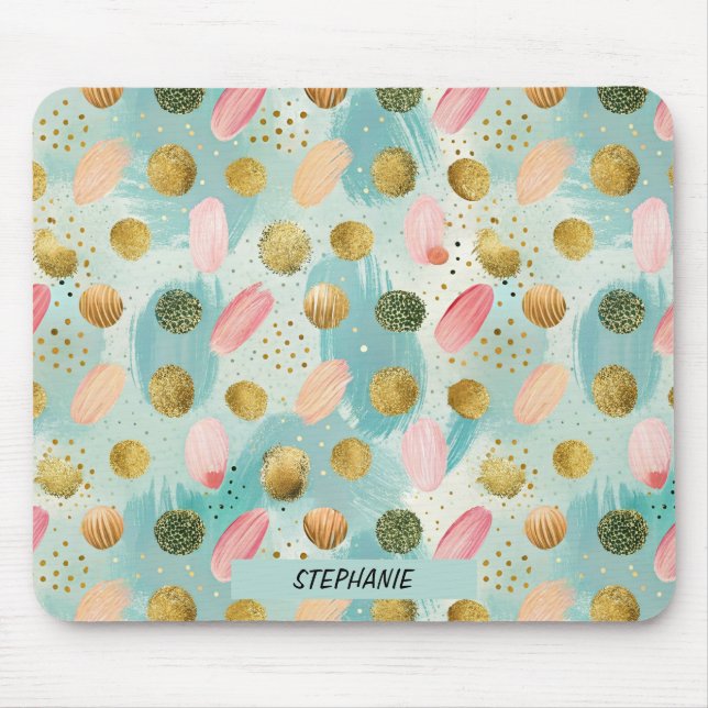 Pastel Confetti Glitzer Abstraktes Muster (2) Mousepad (Vorne)