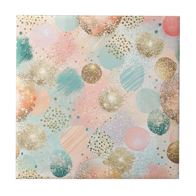 Pastel Confetti Glitzer Abstraktes Muster Fliese (Vorderseite)