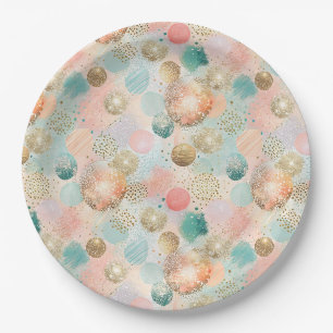 Pastel Confetti Glitzer Abstraktes Muster Pappteller
