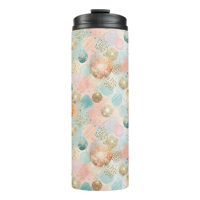 Pastel Confetti Glitzer Abstraktes Muster Thermosbecher (Vorderseite)