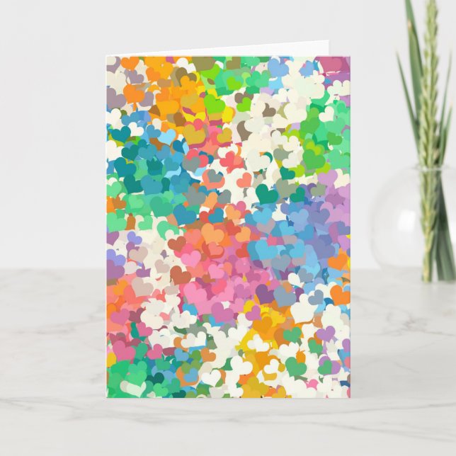 Pastel Confetti Hearts Feiertagskarte (Vorderseite)