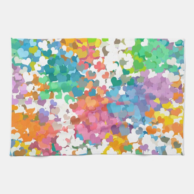 Pastel Confetti Hearts Geschirrtuch (Horizontal)