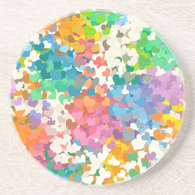 Pastel Confetti Hearts Getränkeuntersetzer (Vorne)