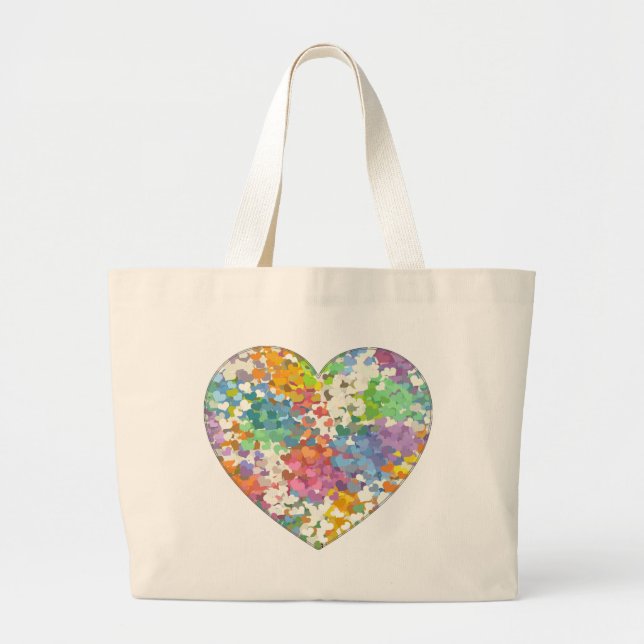 Pastel Confetti Hearts Jumbo Stoffbeutel (Vorne)