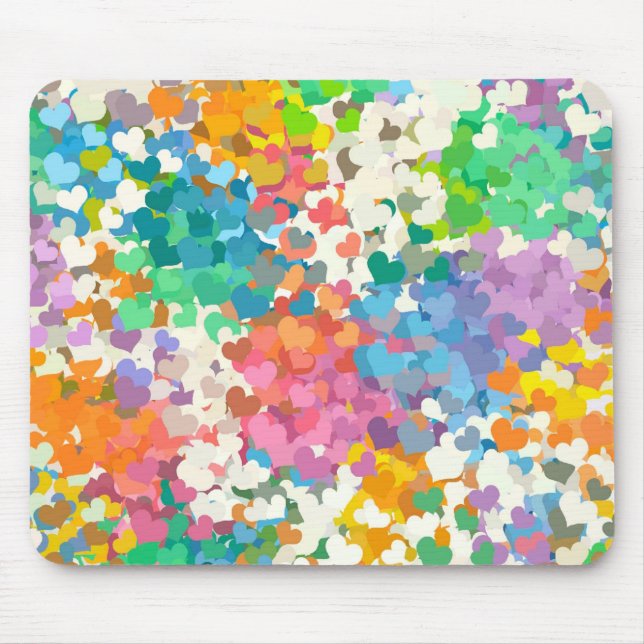 Pastel Confetti Hearts Mousepad (Vorne)