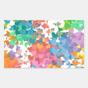 Pastel Confetti Hearts Rechteckiger Aufkleber