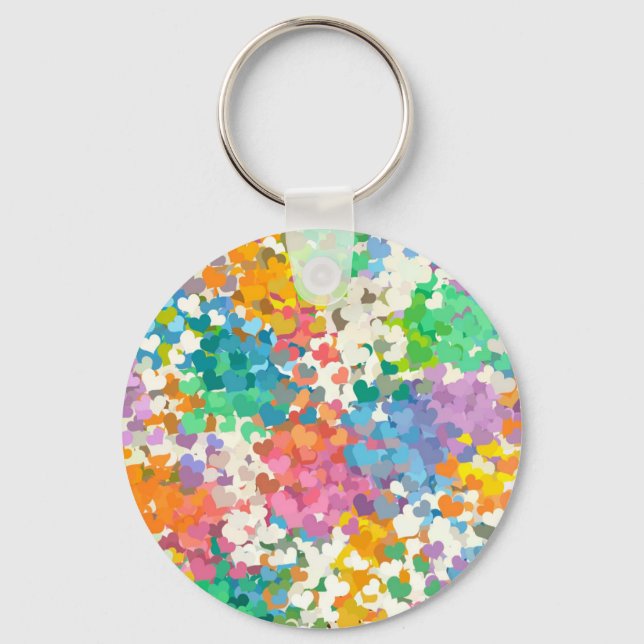 Pastel Confetti Hearts Schlüsselanhänger (Vorderseite)