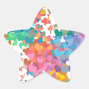 Pastel Confetti Hearts Stern-Aufkleber