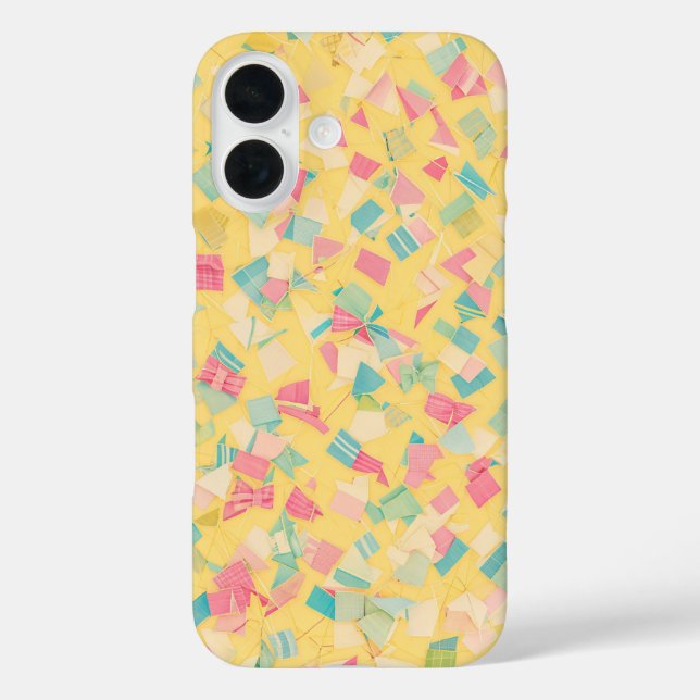 Pastel Confetti & Ribbons TelefonCase iPhone 16 Hülle (Rückseite)