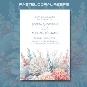 Pastel Coral-Beach thème de mariage Invitation
