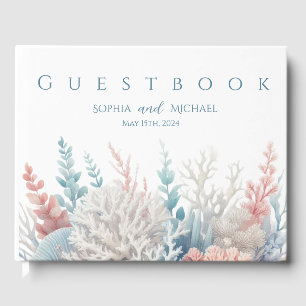Pastel Coral Reef-Beach Mariage Livre d'invités